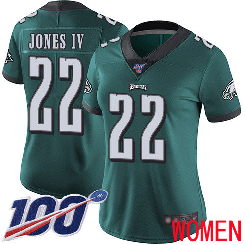 Women Philadelphia Eagles 22 Sidney Jones Midnight Green Team Color Vapor Untouchable NFL Jersey Limited 100th